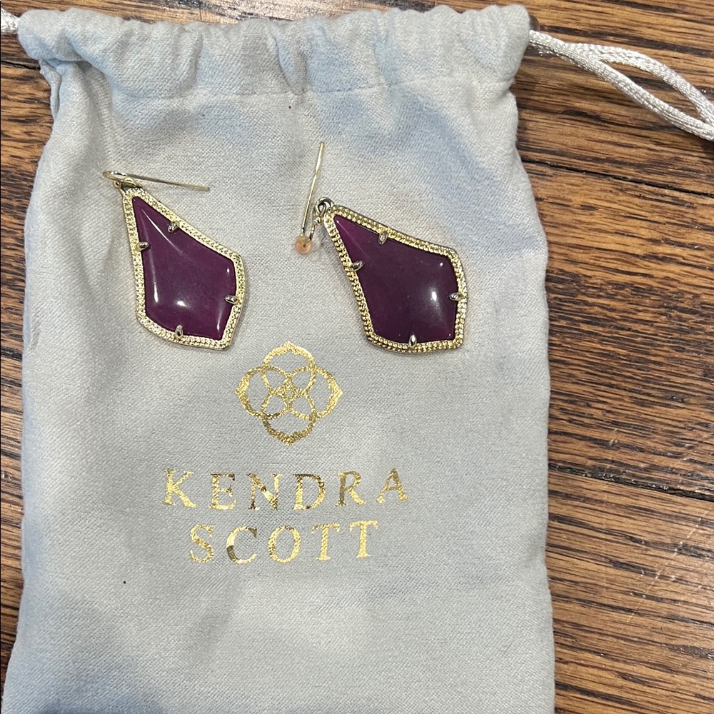 Kendra Scott Amethyst Earrings with Gold Trim